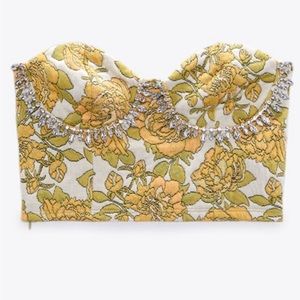 Zara Cropped Embellished Tube Top w/ side zip closure